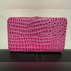 Hananel Pink Croc Embossed Wallet